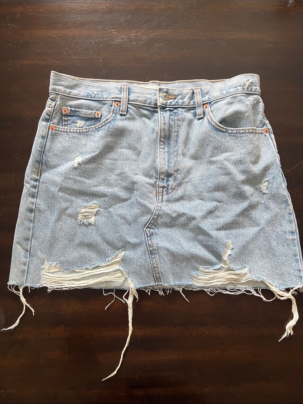 Mango Hailey Distressed Denim Mini Skirt